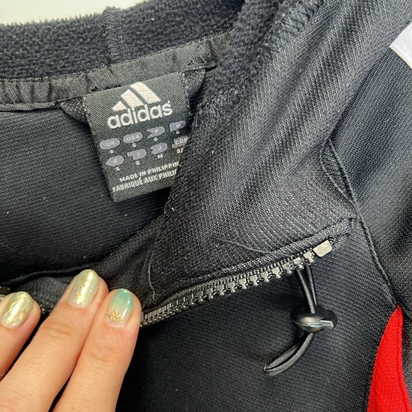 Adidas Full Zip Up Hoodie Mens Small Red And Black Long Sleeve W/ Pockets - Picture 2 of 3